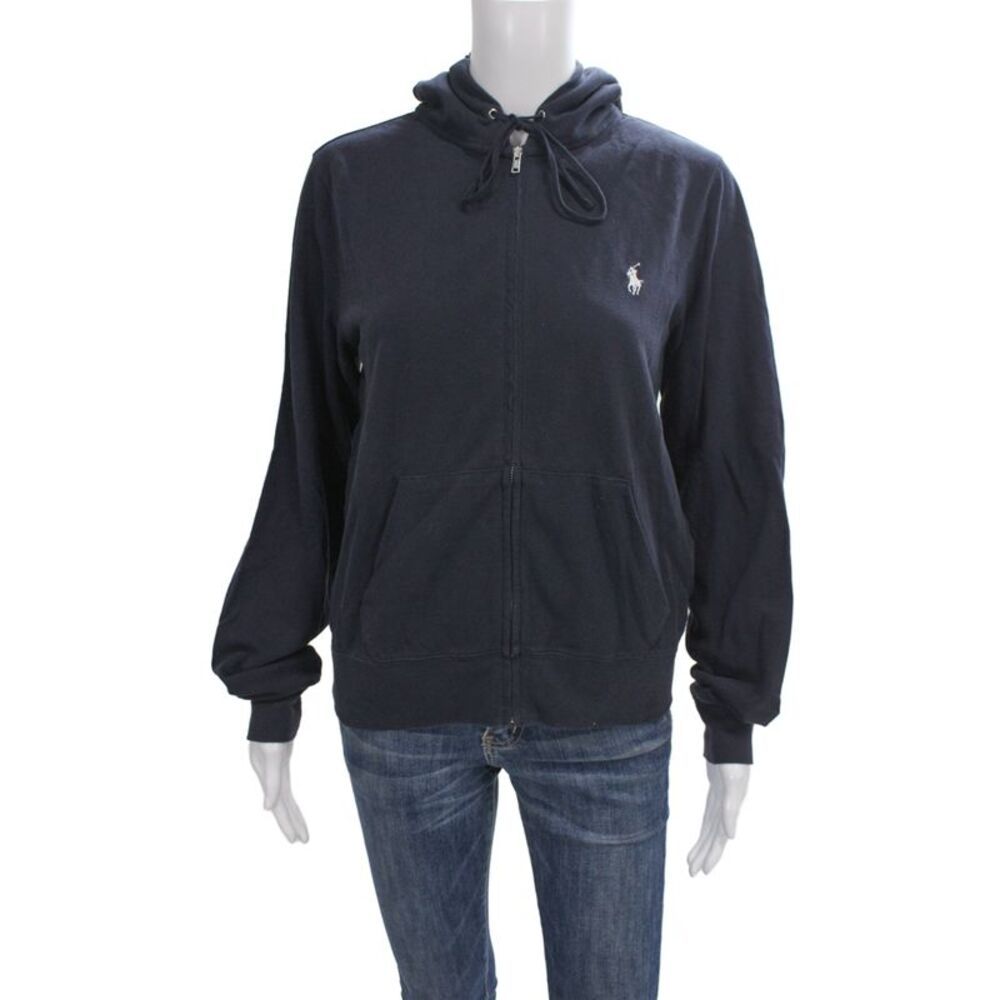 Ralph Lauren Blue Label Unisex Full-Zip Hoodie Dark Blue Cotton Size L